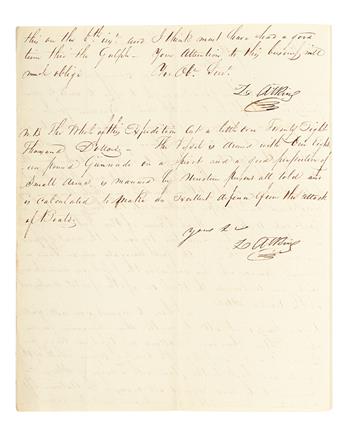 (SLAVERY AND ABOLITION.) SLAVE SHIP OWNERS. Autograph Letter from a Mr. L. Atring [?] to William Forsyth regarding $15,000 insurance a